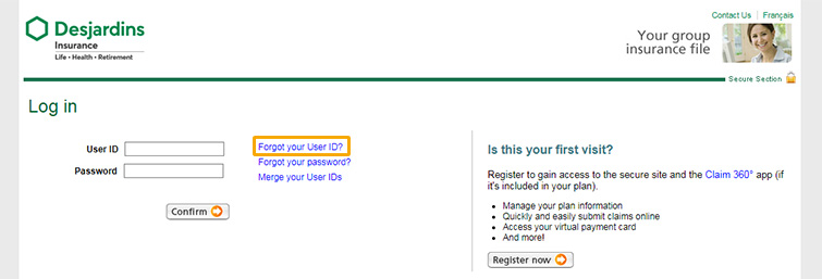 Retrieve your user ID or password - DFS - Desjardins Life Insurance